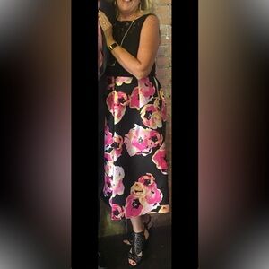 Ellen Tracy Black and Pink Fit and Flare Dress